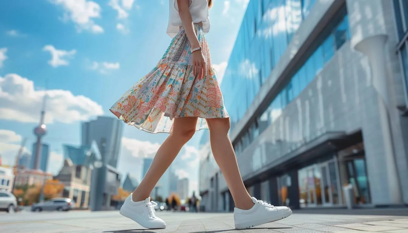 Guide pratique : Associer une jupe midi avec des baskets pour un look tendance