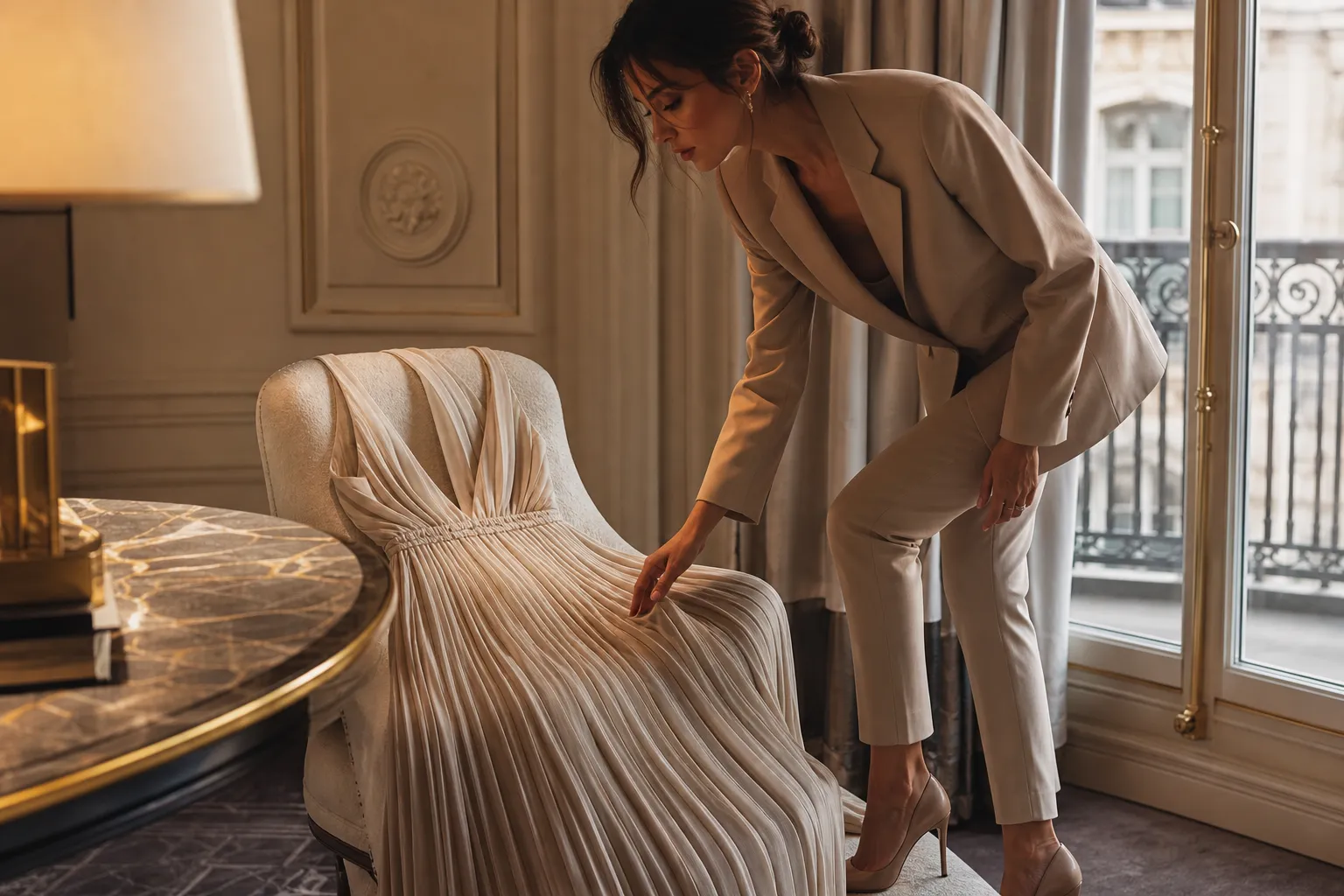 Robe plissée qui se déplisse après être restée assise : pourquoi, et comment l'éviter